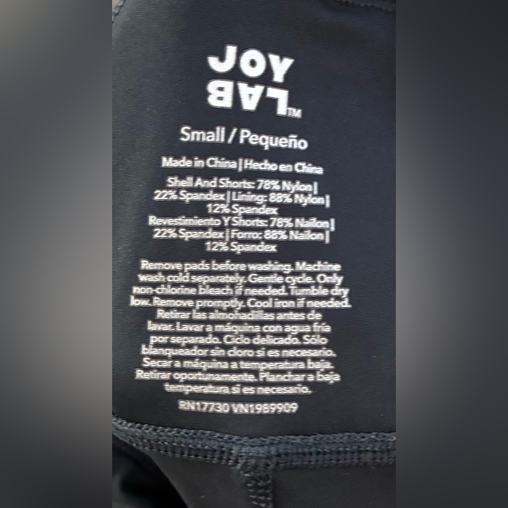 NWT JoyLab Scalloped Plunging Back Active Dress Black Built In Shorts Small - Picture 7 of 7